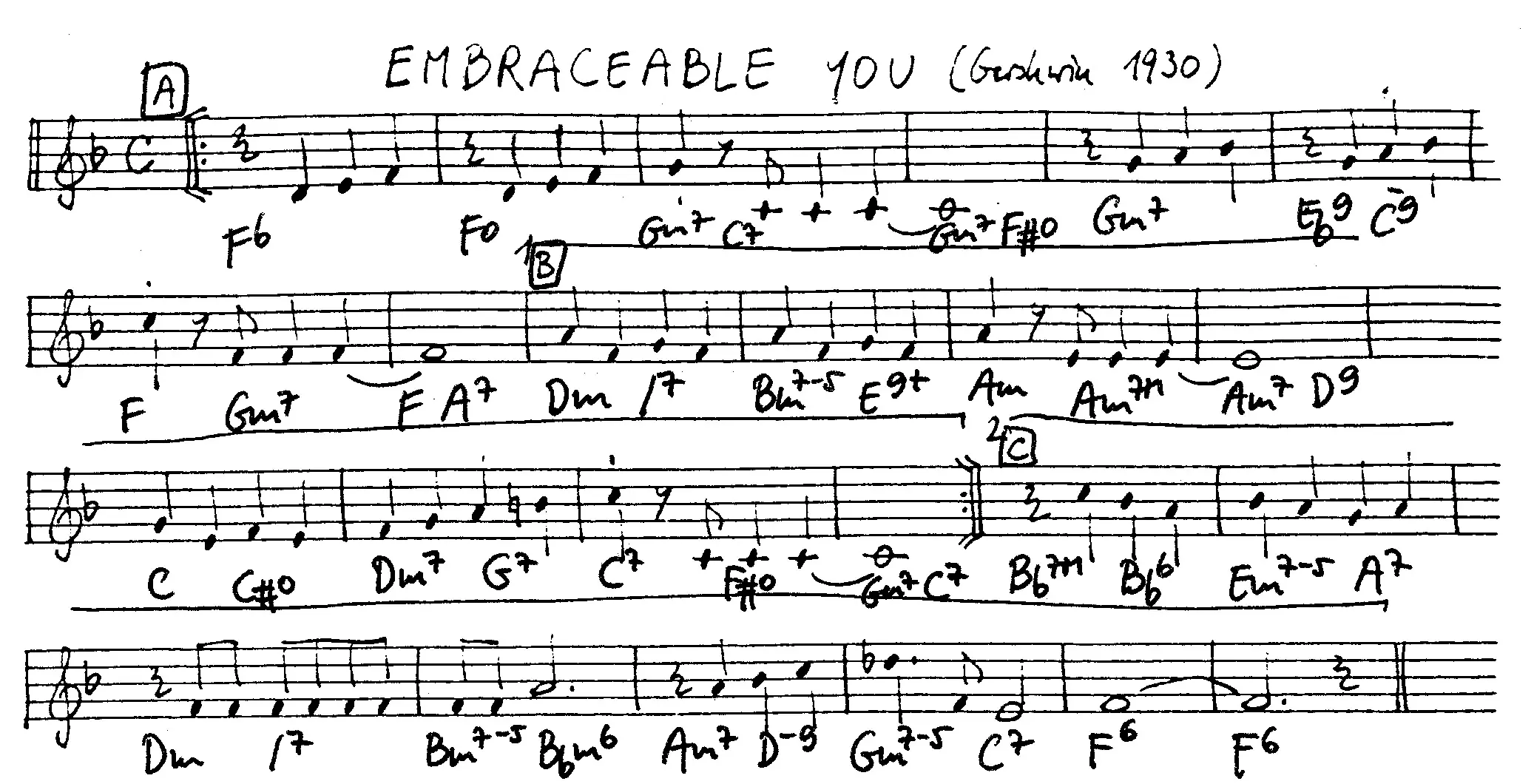 embraceable you free jazz leadsheet - Courtesy of the Jungle Jazz Band